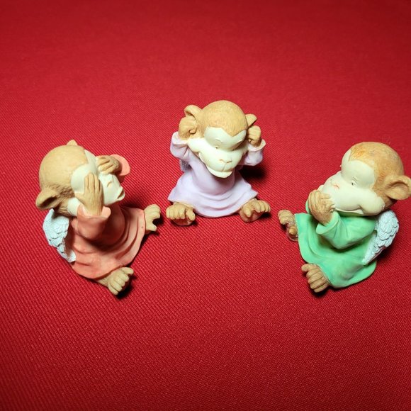See Hear Speak No Evil Monkey Figurine Set of 3 - Picture 5 of 10